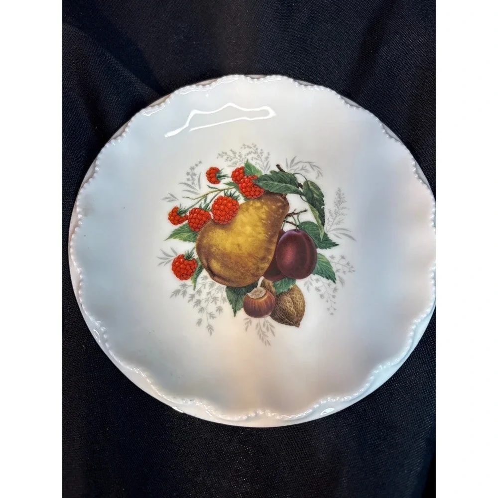 Bavaria Fruit Dessert Plates Set of 5 Vintage Ruffled Edge Porcelain